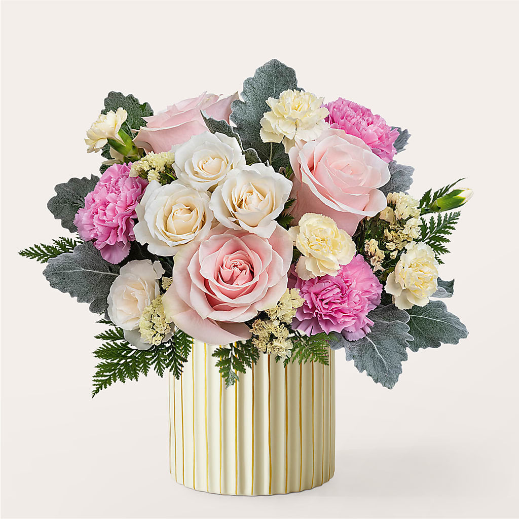 Blissful Moments Bouquet with Ivory Vase – Sweet Flowers, High Point NC