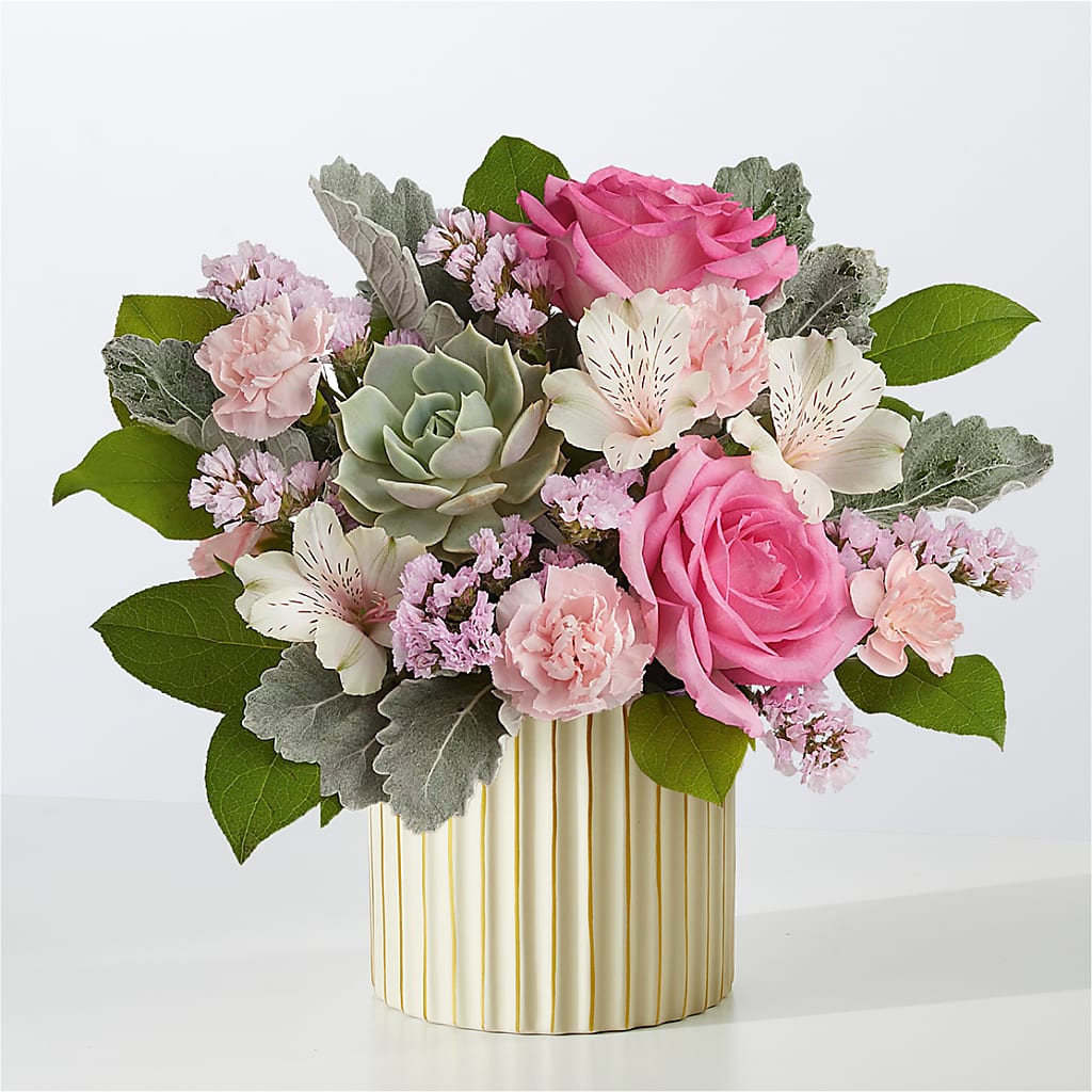 Dusty Rose Bouquet with Ivory Vase – Sweet Flowers, High Point NC