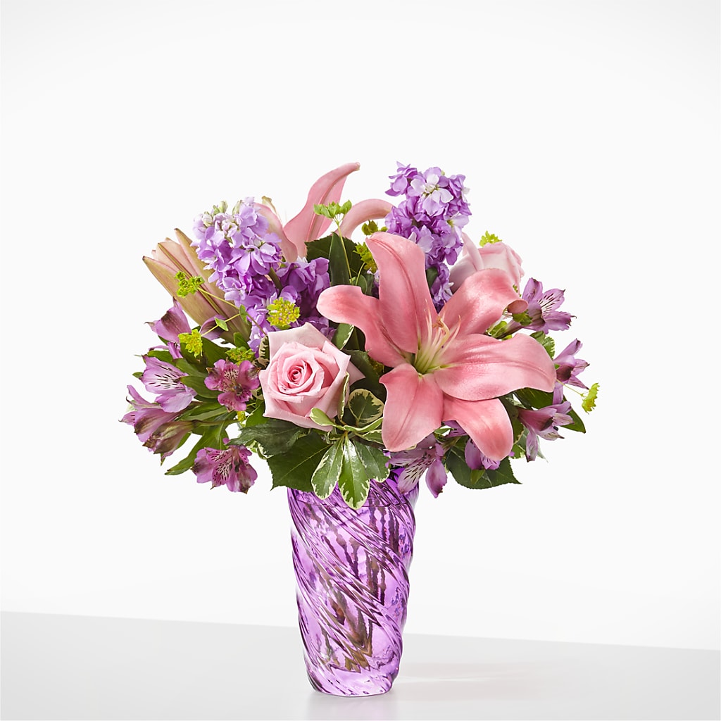 Precious Petals Bouquet with Luxe Swirl Vase – Sweet Flowers, High Point NC
