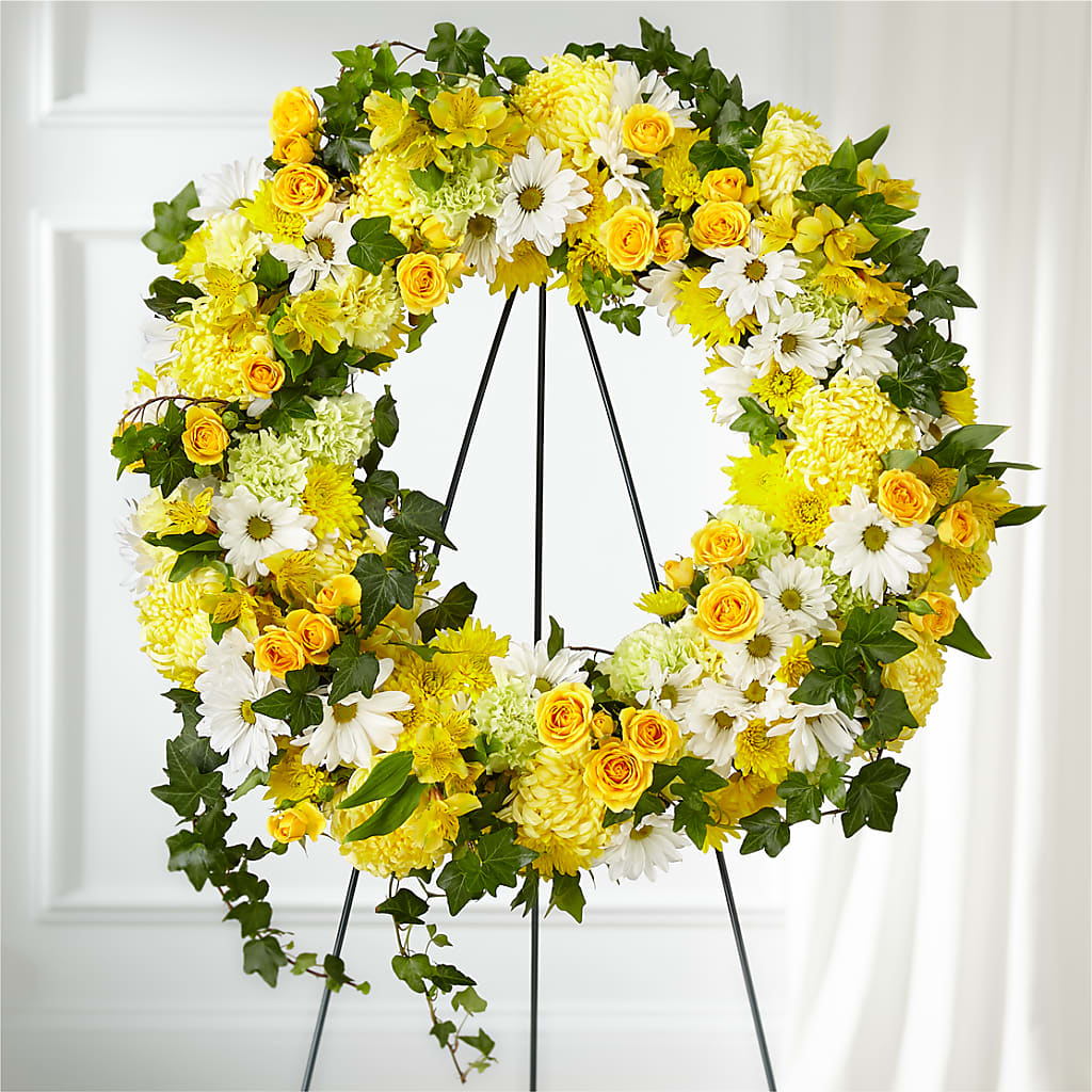 Golden Remembrance Wreath –  Sweet Flowers, High Point NC