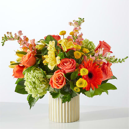 Autumn Sunshine Bouquet with Ivory Vase –  Sweet Flowers, High Point NC